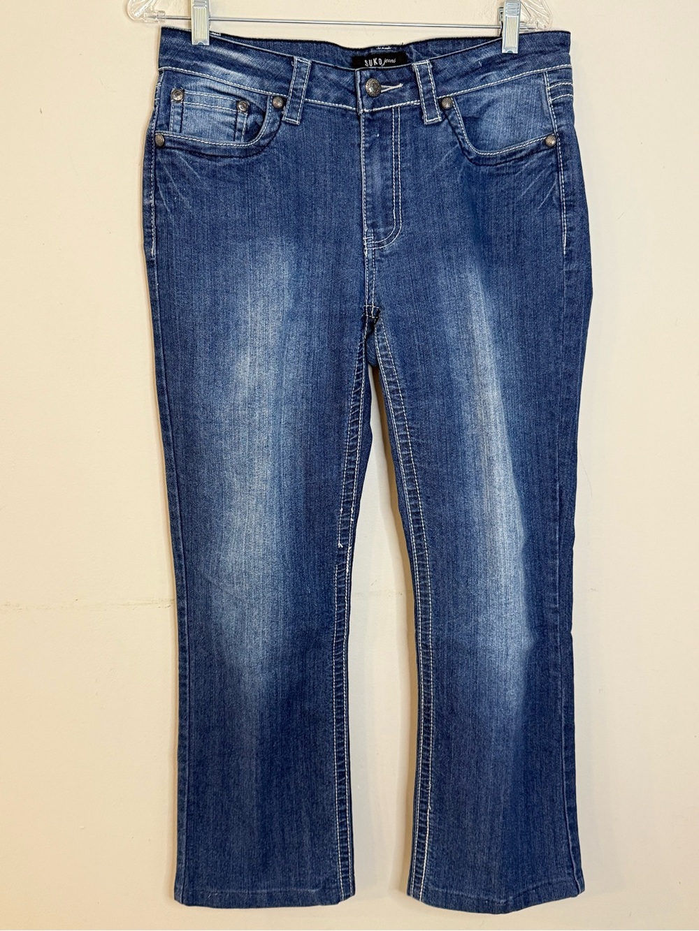 Suko western floral embroidered denim jeans SZ 10 hemmed 27.5” inseam - Picture 2 of 16